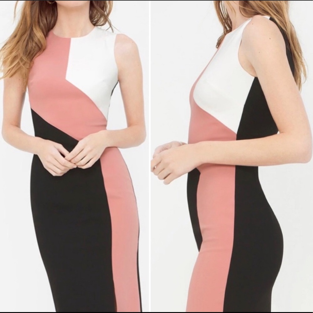 White House Black Market color-block Dress Sz10.